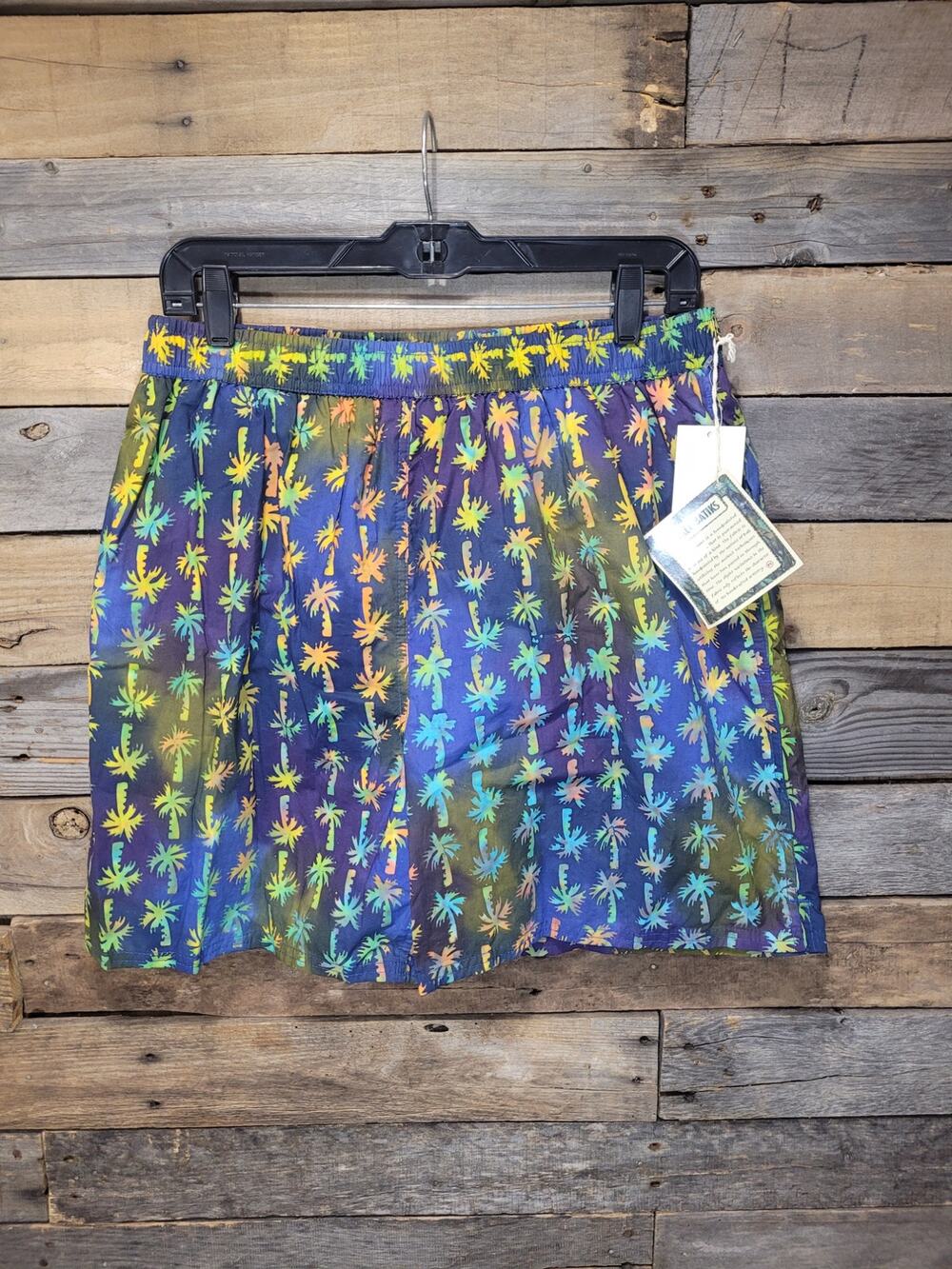Vintage NWT Robert Stock Bali Batiks Hand Painted Palm Resort Swim Trunk Large